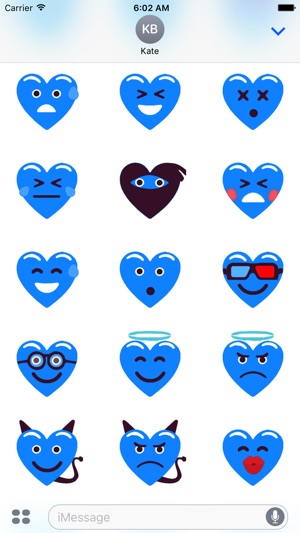 Heart Blue Love Emojis Stickers for iMessage(圖2)-速報App