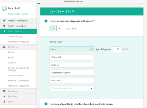 Invitae Family History Tool screenshot 4