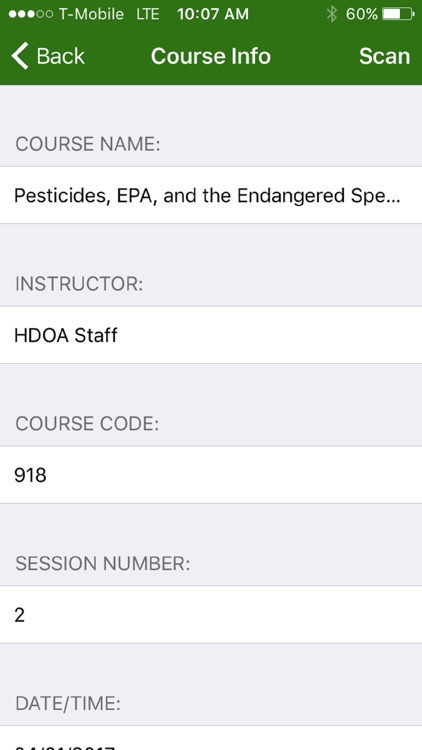 Pesticides EDU Attendance Tracker