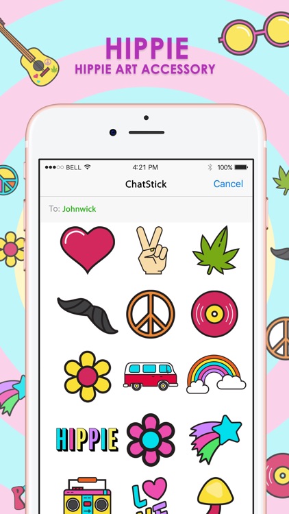 Hippie Art Retro Accessory Stickers By ChatStick