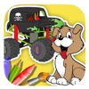 Monster Truck And Patrol Coloring Book Page Game