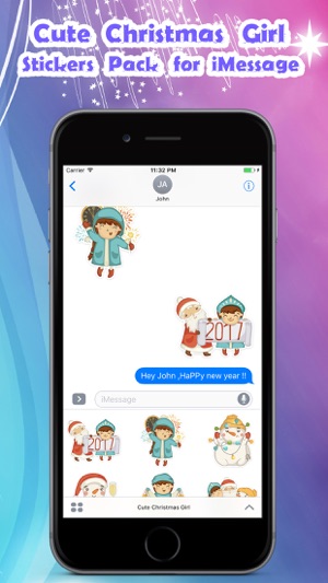 Cute Christmas Girl Stickers Pack for iMessage(圖3)-速報App