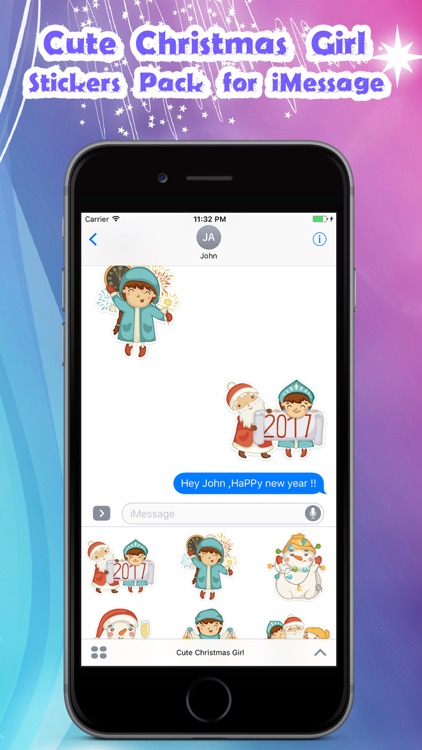 Cute Christmas Girl Stickers Pack for iMessage