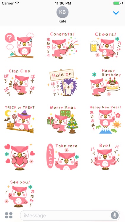 Lato The Pink Owl English Sticker