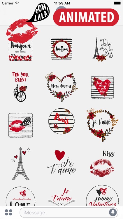 Animated Fall in Love in Paris for iMessage