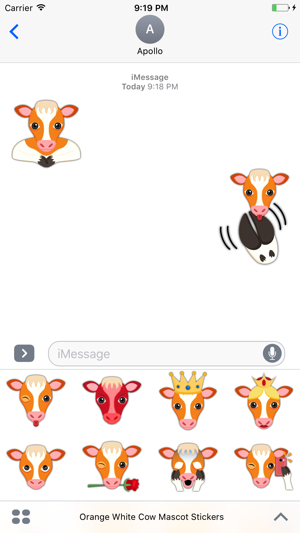 Orange White Cow Mascot Stickers(圖5)-速報App