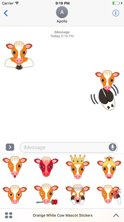 Orange White Cow Mascot Stickers screenshot-4