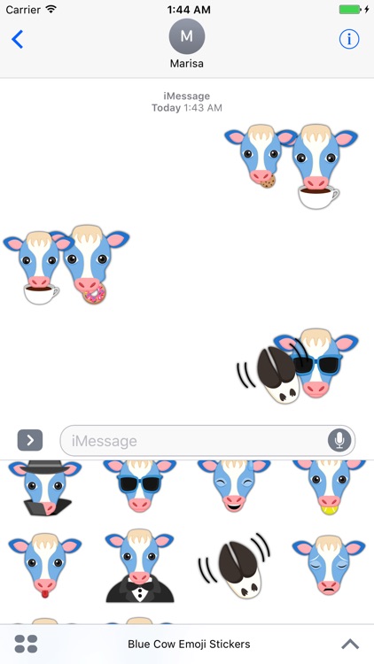 Sweet Blue Cow Emoji Stickers