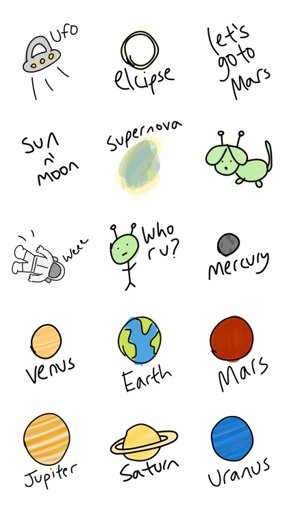 Space sticker, alien dog cat stickers for iMessage