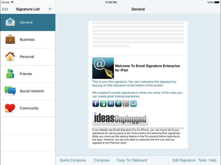 Email Signature Enterprise for iPad