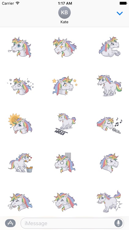 Lots Of Stickers Of Lovely Colorful Unicorn