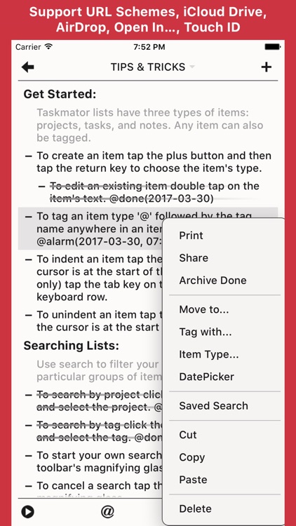 Taskmator - TaskPaper Client, Plain Text Todo List
