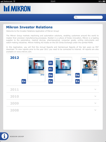 Mikron Investor Relations screenshot 2