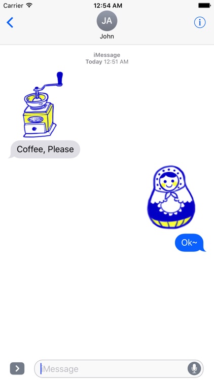 Vintage Style - Blue & Yellow Doodle Stickers