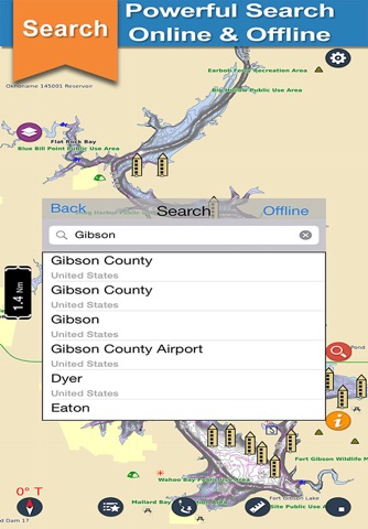 Fort Gibson Lake offline nautical fishing charts screenshot 4