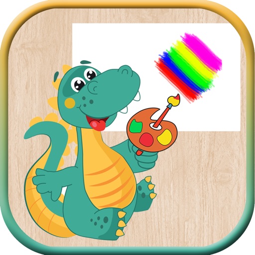 Dinosaur Game Coloring Page For Kids Icon