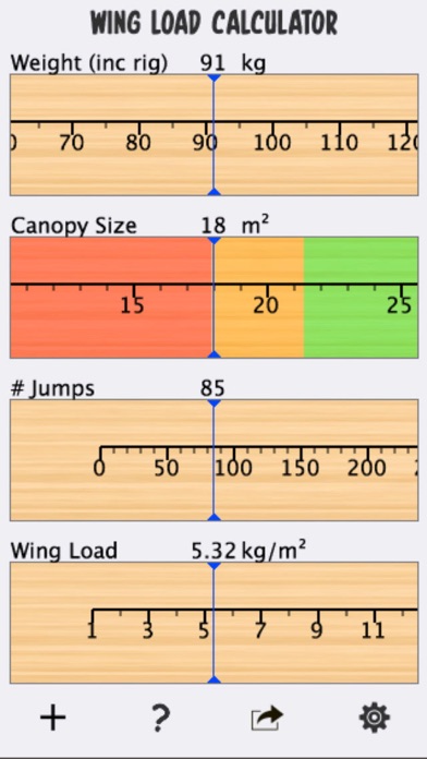 Skydive Wingload Calculator