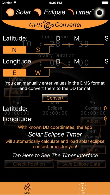 Solar Eclipse Timer GPS Converter
