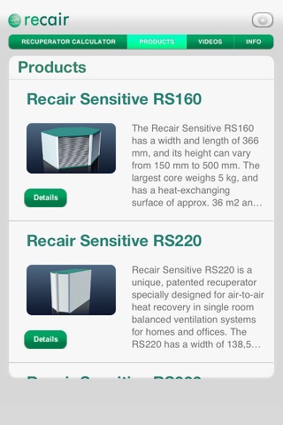 Recair heat recovery screenshot 3