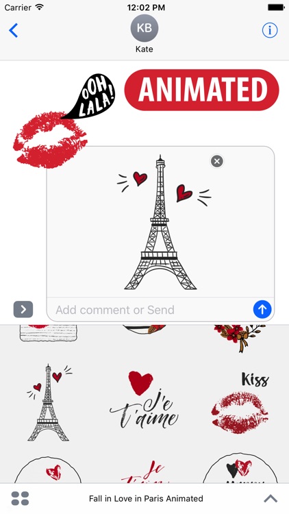 Animated Fall in Love in Paris for iMessage