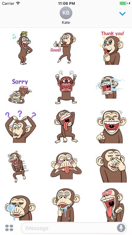 Animated Crazy Peppin Monkey Stickers