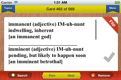 MCAT Prep Verbal Flashcards Vocabulary Exambusters screenshot 4