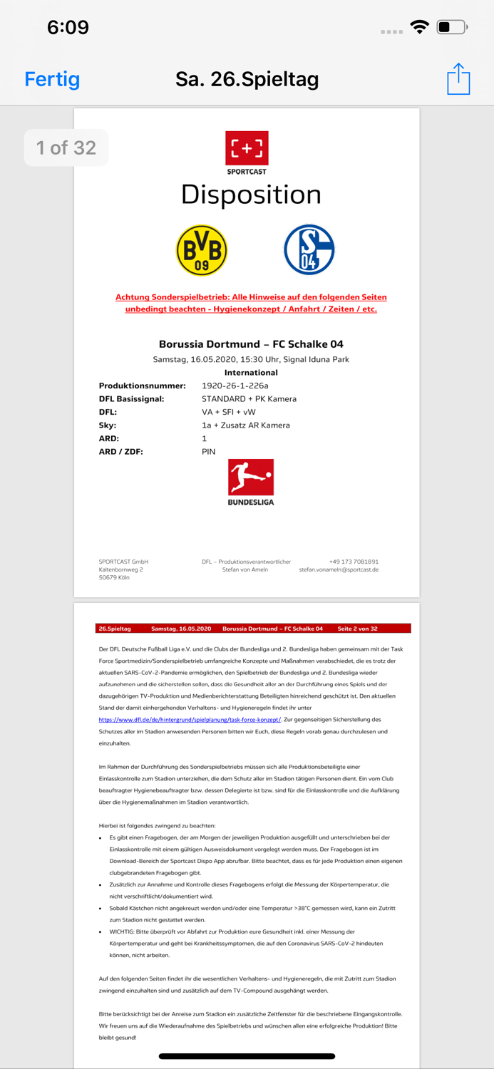 Sportcast - Dispo-App