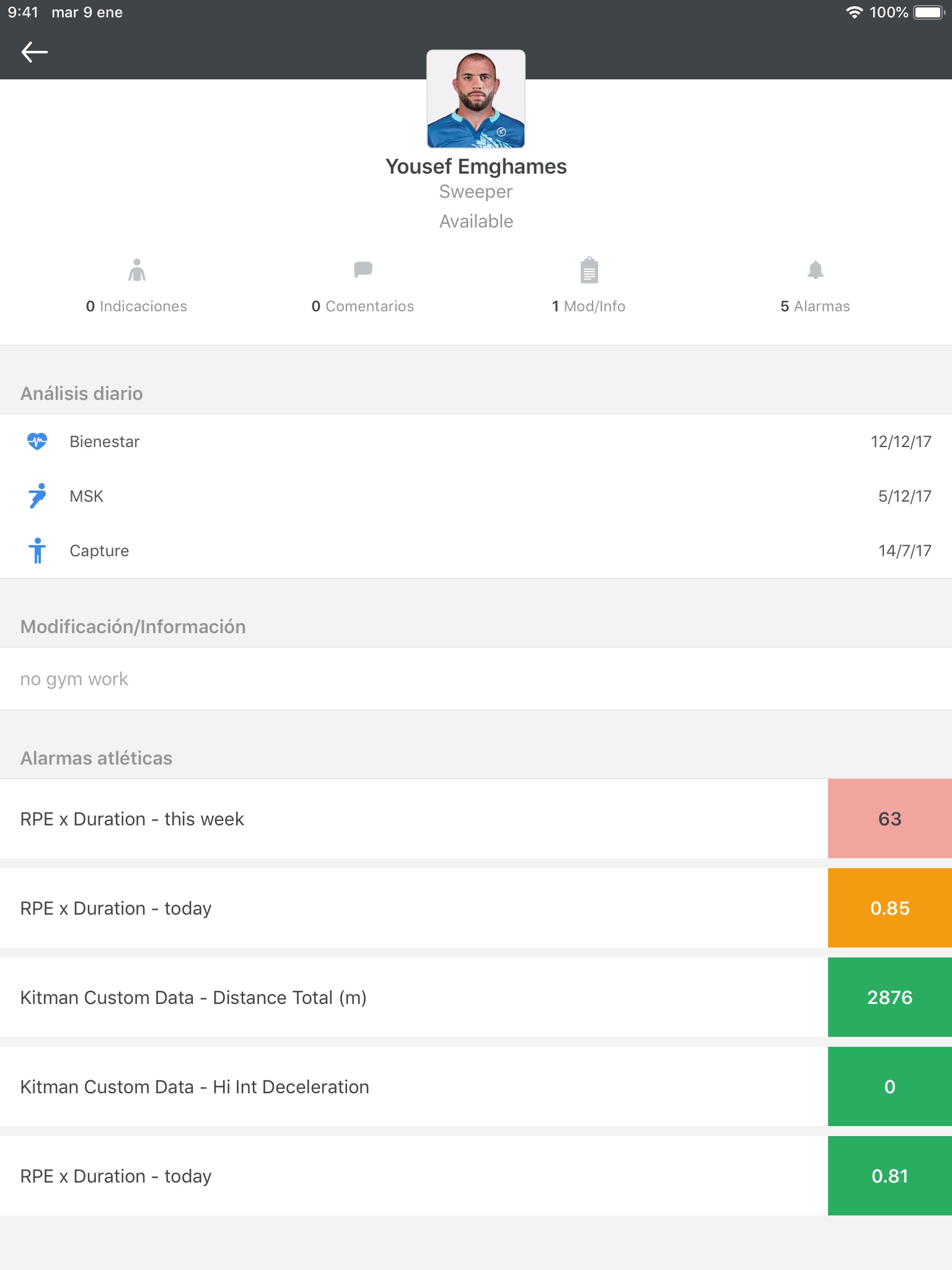 Kitman Labs Coach screenshot 2