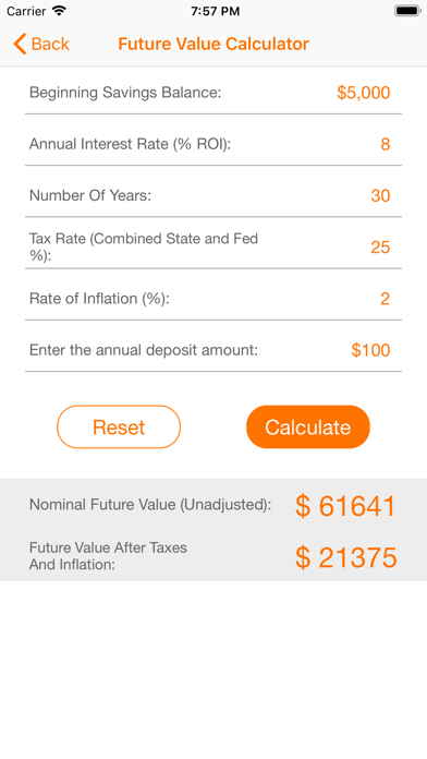 Investor calculator screenshot 2