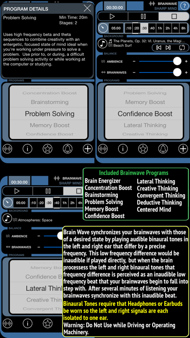 Brain Wave Sharp Mind ™ - 11 Binaural Brainwave Entrainment Programs for Mental Performance Screenshot 2