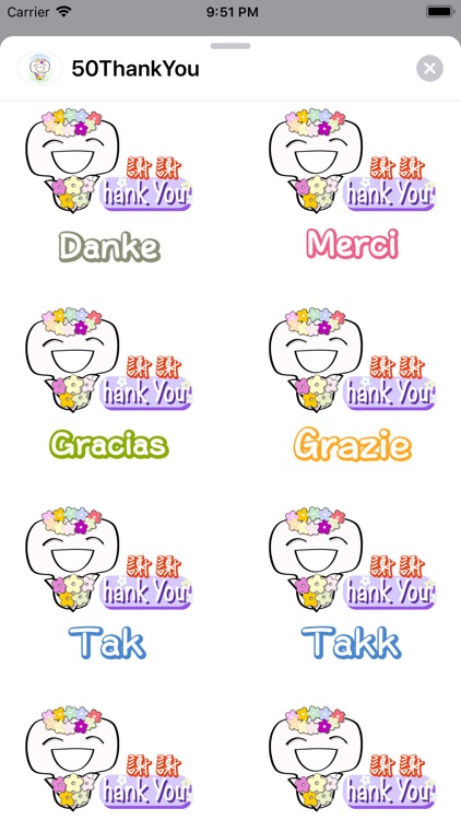 50-Language Thank You Stickers