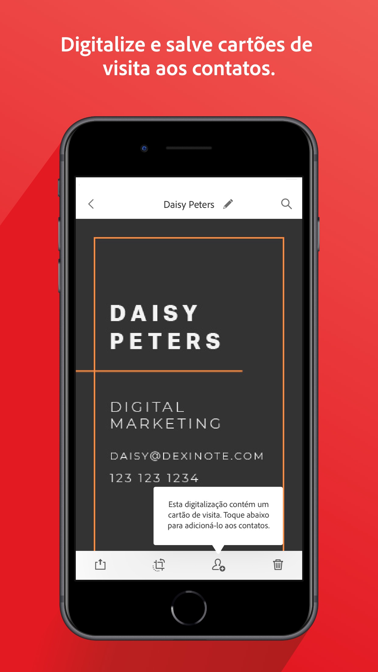 Screenshot do app Adobe Scan: PDF Scanner e OCR