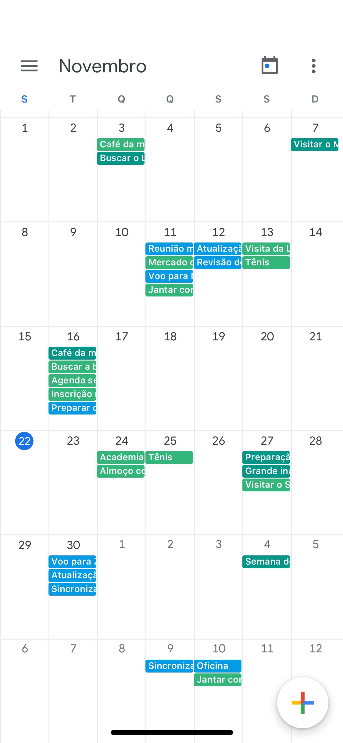 Screenshot do app Google Agenda: Organize-se