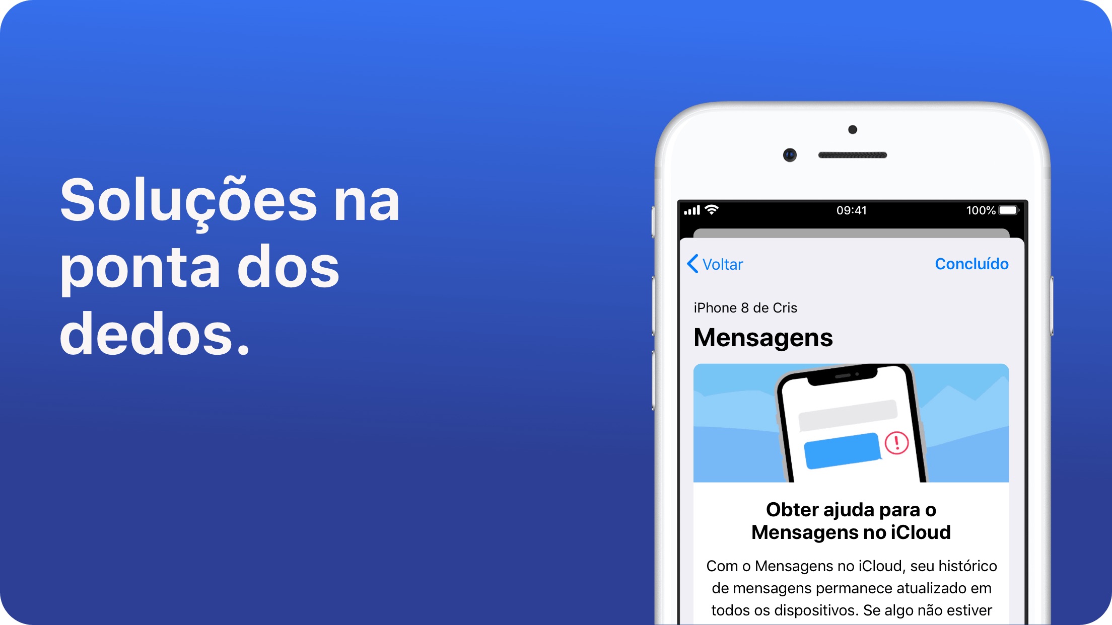 Screenshot do app Suporte da Apple