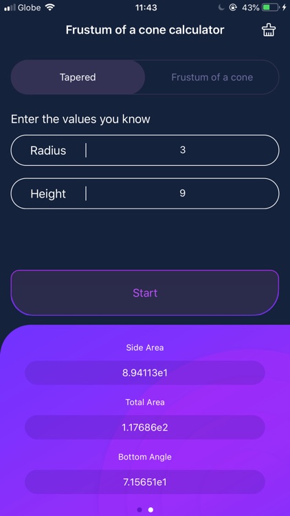 Cone Parameter Calculator