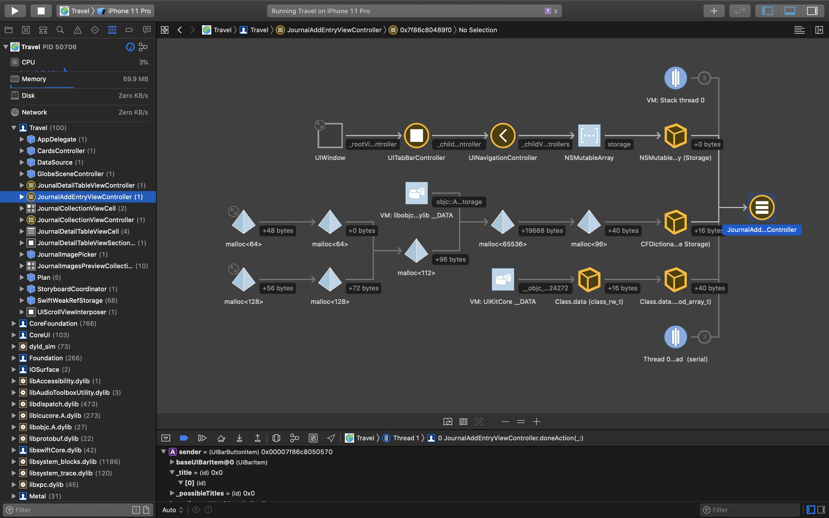 Screenshot do app Xcode