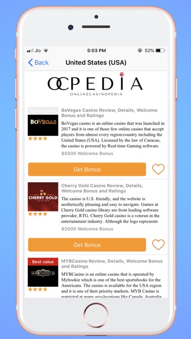 Screenshot #1 pour OCPedia: Online Casino Finder