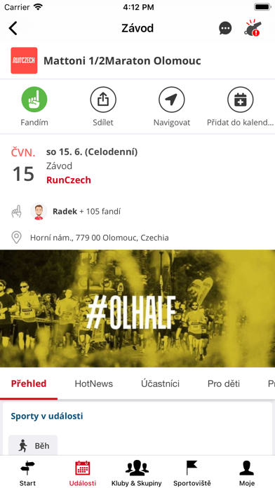 Sportuj v Olomouci: Týmy, Akce screenshot 2