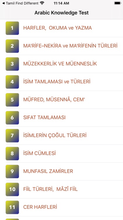 Arabic Knowledge Test