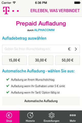 Prepaid Aufladung screenshot 2