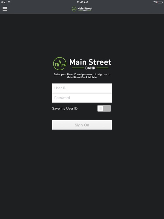 Main Street Bank for iPad