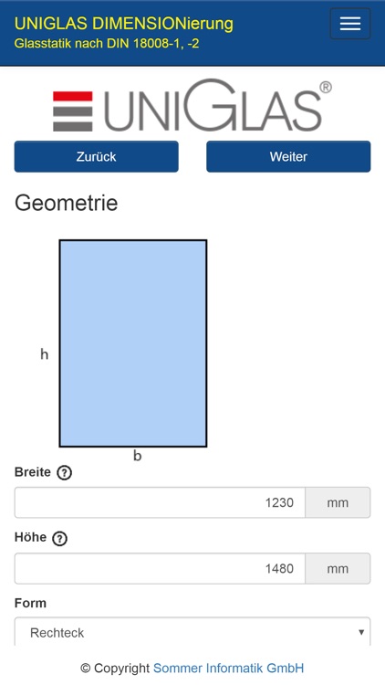 UNIGLAS DIMENSIONierung