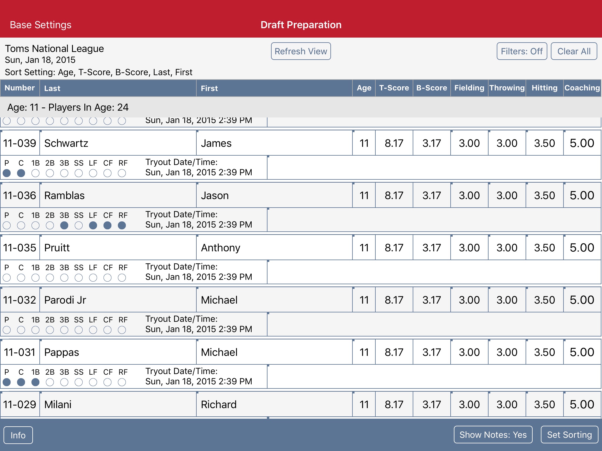 Tryout and Draft Management screenshot 4