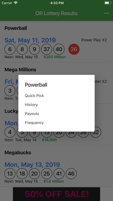 OR Lottery Results screenshot 2
