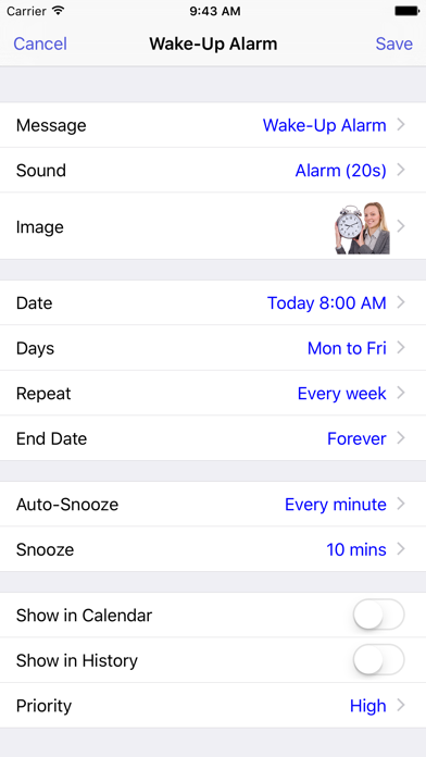 Aida Reminder Lite with Voice Reminders screenshot