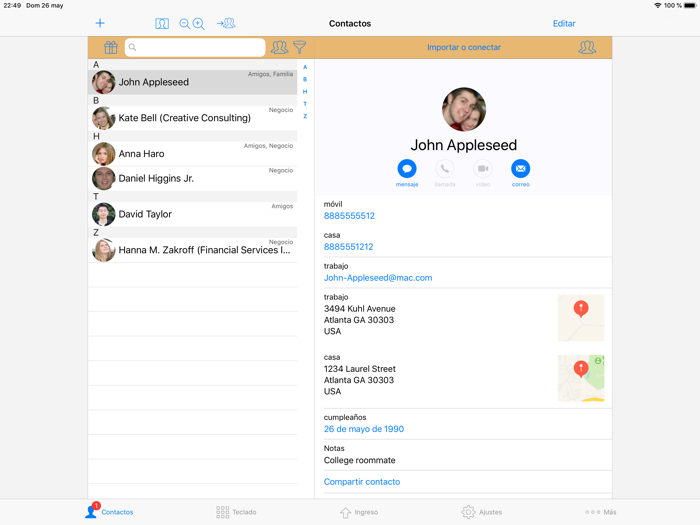 ContactsPro para iPad