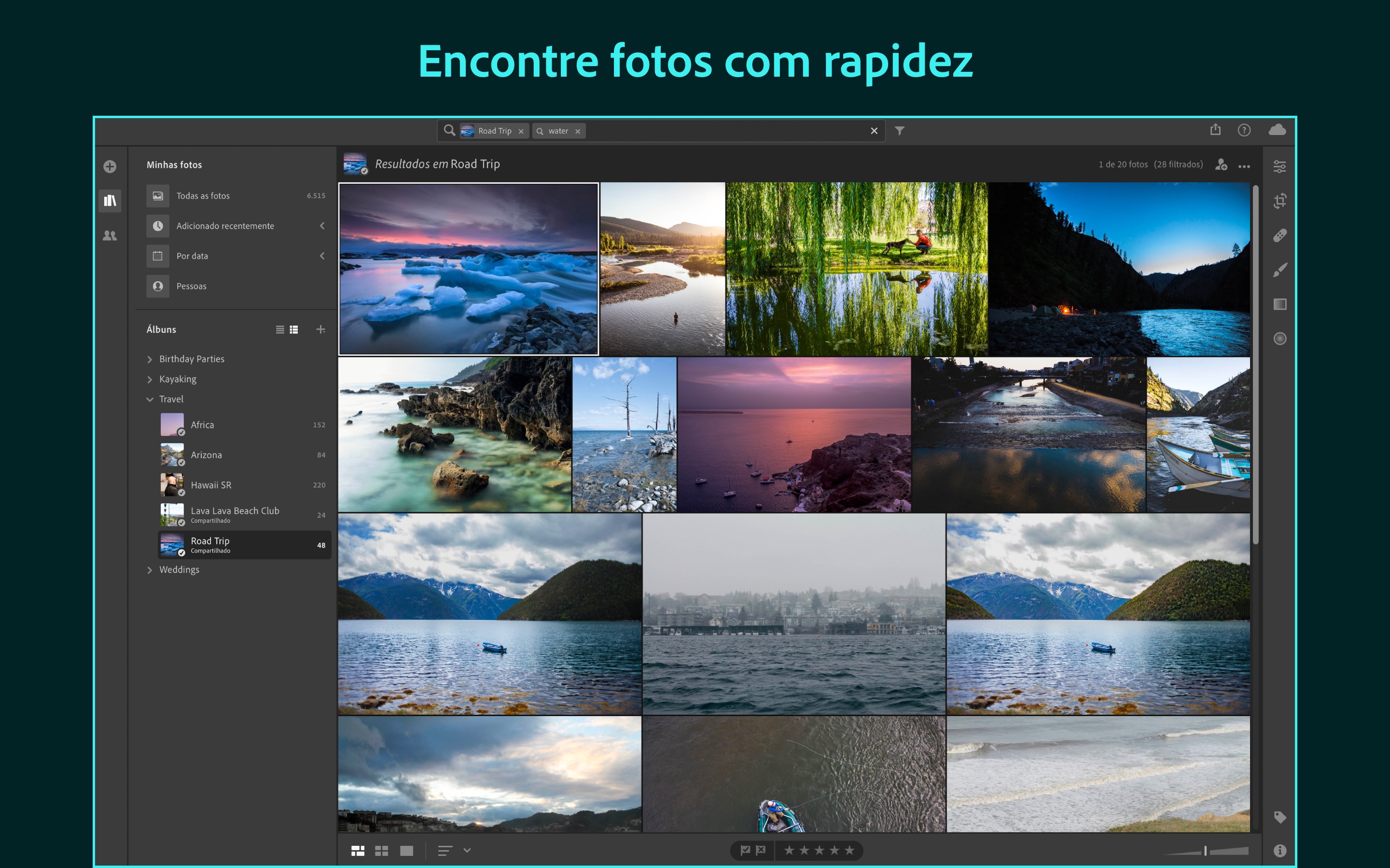 Screenshot do app Adobe Lightroom