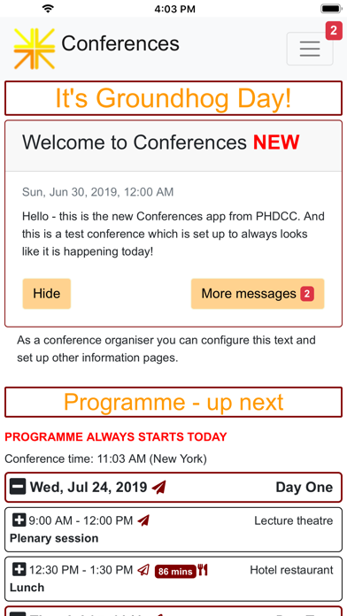 Conferences screenshot 2