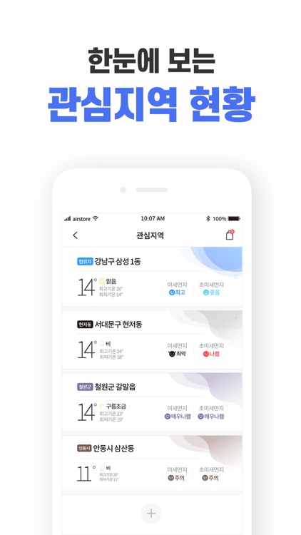 에어스토어-미세먼지, 초미세먼지, 날씨