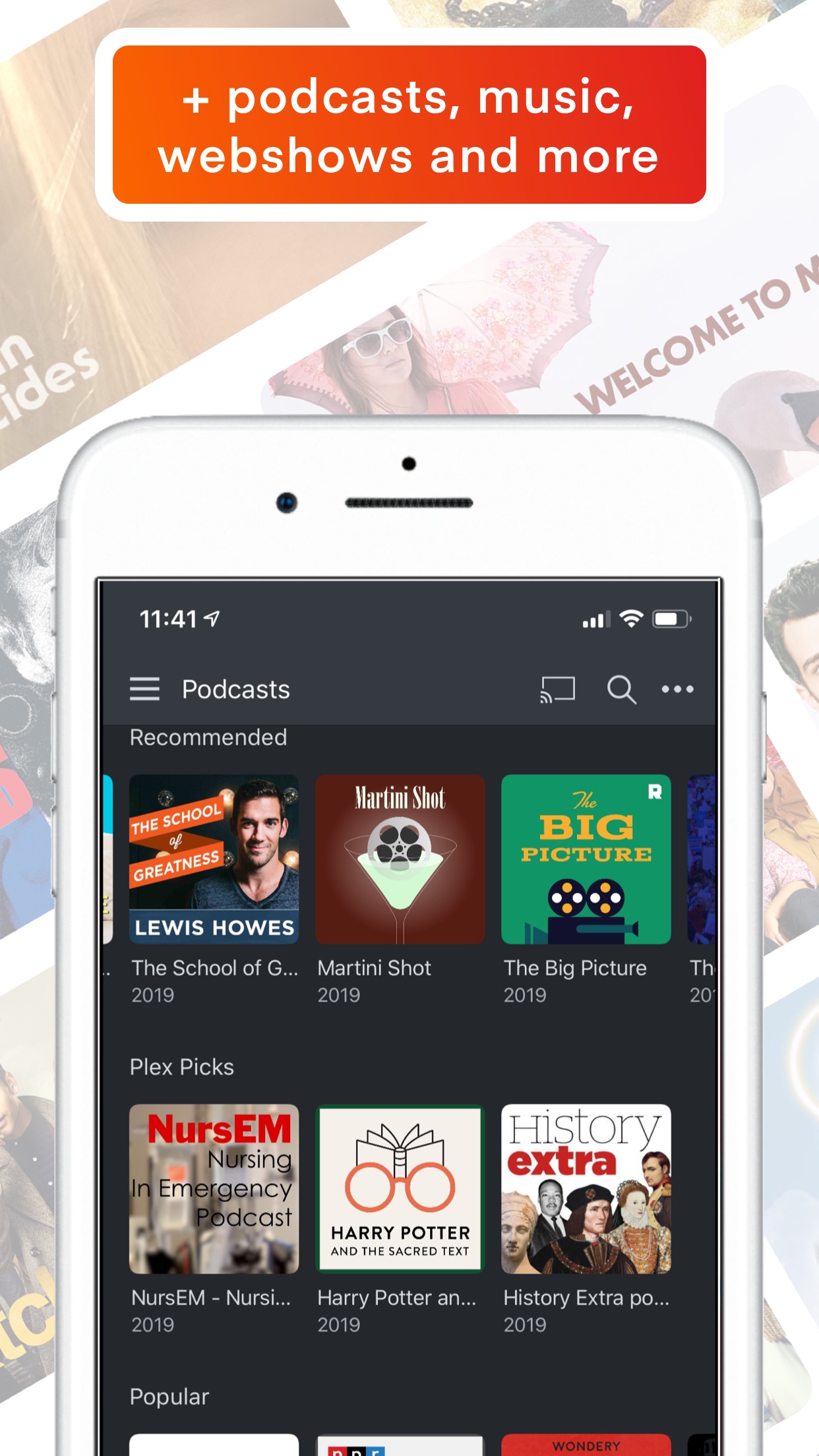Screenshot do app Plex: Movies, TV, Music + more